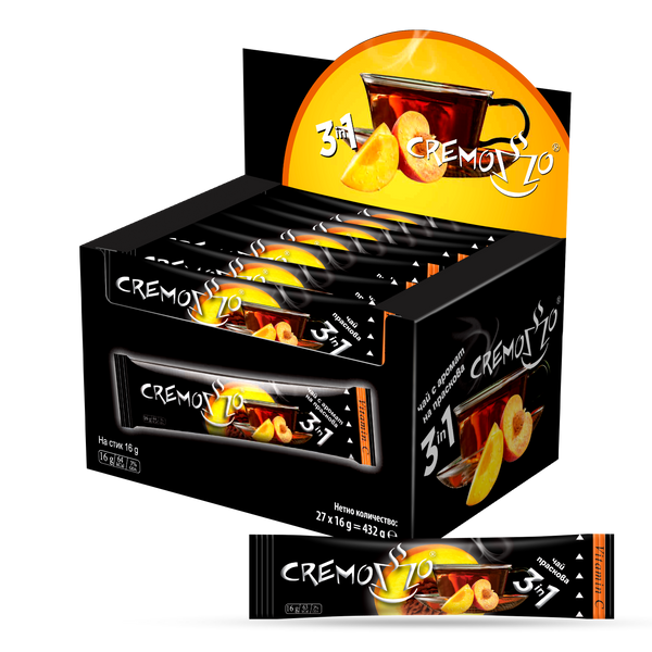 Cremozzo 3 в 1 чай с аромат на праскова – 27бр. × 16гр.